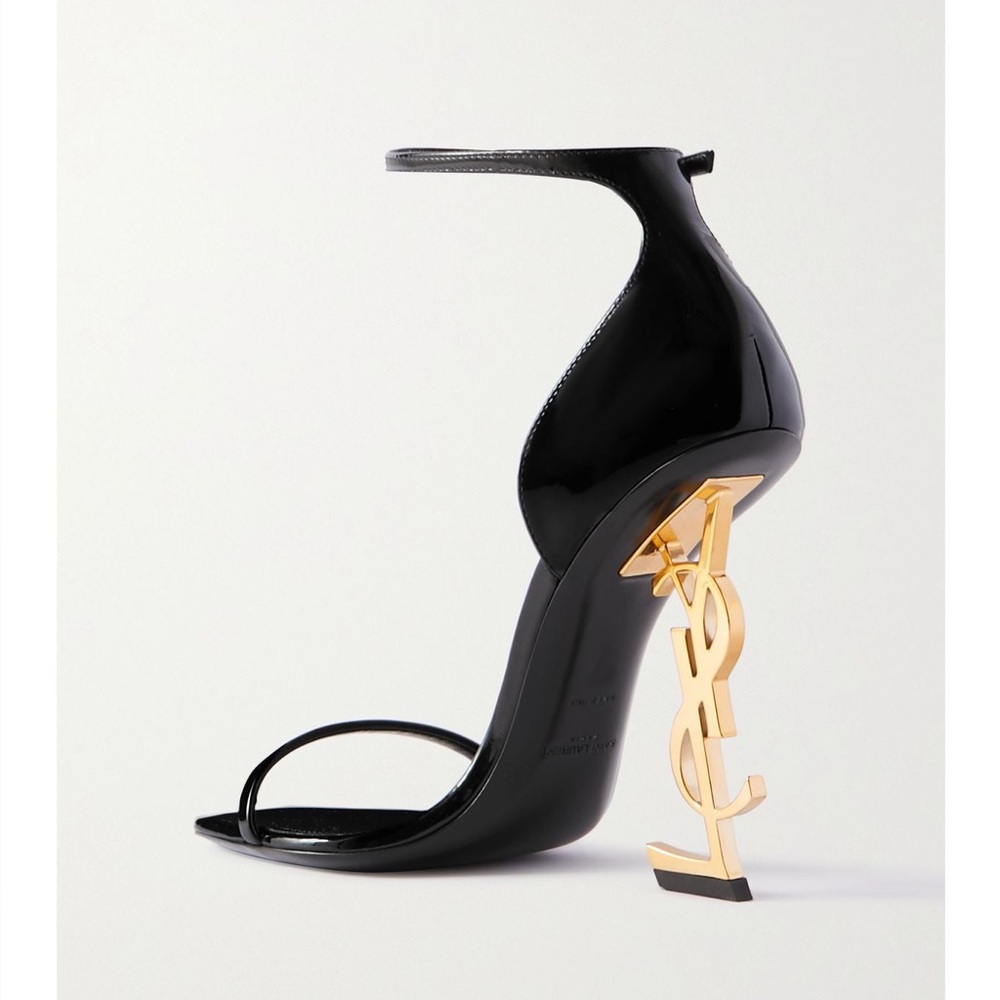 Yves Saint Laurent Black Heels with Gold Monogram